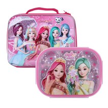 시크릿쥬쥬 럭셔리 핸들가방 식판 도시락 세트 유아 아동 어린이 키즈앤맘 아동용품 유아용품 캐릭터용품 어린이집 단체선물, 핑크