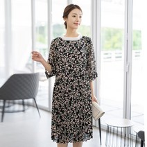 여성 엄마옷 모슬린 노방 터틀 플라워 원피스 YOP205149 마담 미시옷 중년여성의류 50대 60대여성옷 빅사이