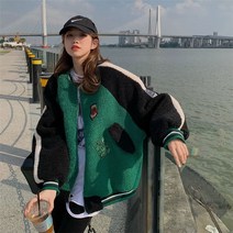 야구 잠바 웨스턴 베이스볼 점퍼 빈티지 어 스타일 여성 재킷 오버사이즈 힙합 빅사이즈