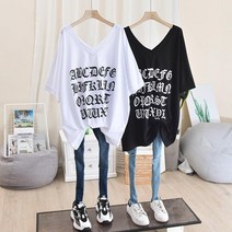 2P 여성 오버핏 여름반팔티 루즈핏 빅사이즈 여름티셔츠