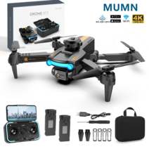 MUMN 4K 듀얼카메라 접이식 드론 자동 장애 회피 기능/수납백 포함/한국어+영어 설명서 XT2, 듀얼 배터리, 블랙