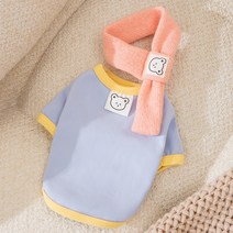 예쁜옷가게 강아지 티셔츠 목도리 세트, 파랑노랑