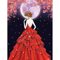 수줍은 여인 (패브릭) 보석십자수 40x60, 단품