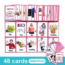 영어 카드 파닉스 단어 학습 카드 영어낱말 플래시 카드, Adjectives  48cards