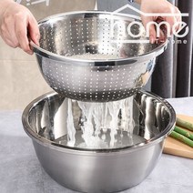 잇홈 스텐 믹싱볼 채반 세트, 믹싱볼+채반 28cm 2종