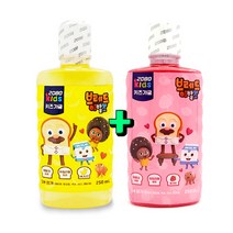 해피유니몰[2080 키즈 가그린] 어린이를 위한 저불소 키즈 가그린 가글 250ml 바나나향/딸기향(딸기향랜덤발송), 2세트, 2개