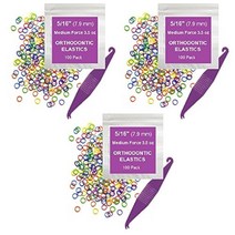 0.6cm(5/16인치) 교정용 탄성 고무 밴드 300팩 네온 미디엄 99.2g(3.5온스) 소형 고무 밴드 드레드락 헤어 브레이드 치아 갭 고정 교정기용 무료 탄성 플레이서, Heavy For, 500 Pack - Neon