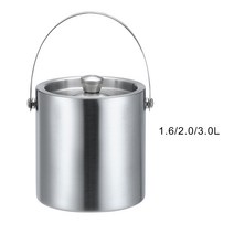 쿨음료 냉각기 Stainless Steel Ice Bucket Comfortable Carry Handle Beverage Tub Drink for Chilling Be, 02 2L