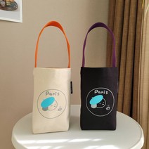 젬마정 국내제작 paris 캐릭터 캔버스 드링크백 커피홀더 2col, 블랙&바이올렛, 1개, 1개
