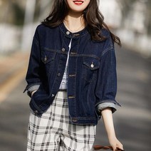 라운드넥 숏 데님 청자켓 간절기 자켓 아우터 여성 하늘비즈 C13 S686D238