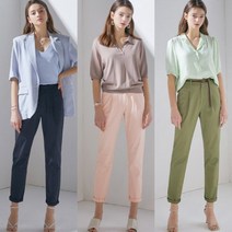 WOW374 SHOP 편안한 뒷밴딩 여성 봄 여름 면바지3종+벨트+폰크로스백 [코튼팬츠3컬러 네이비 카키 핑크]