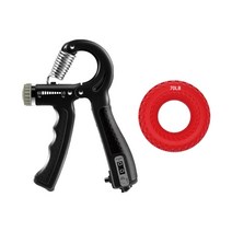 VOLAR 카운터악력기+실리콘타이어악력기, 블랙, 레드(70LB)