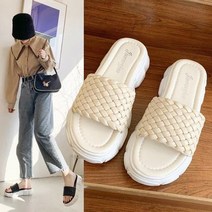 그물 빨간 게으른 외부 착용 샌들 스폰지 케이크 웨지 내부 여자여름샌들 통굽슬리퍼 여자슬리퍼 예쁜슬리