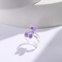 글루링 접착제링 라스트 레이디 새로운 패션 캔디 색상 여성 반지 투명 수지 귀여운 곰 창의력 보석 파티, 33 JH0231