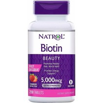 [미국]Natrol Biotin 나트롤 비오틴 헤어 스킨 네일 5000mcg 250정, 1병