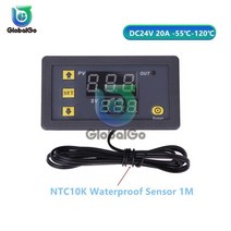 조리용 온도제어기 듀얼 K형 열전대 온도계 디지털 온도 컨트롤러 가열 냉각 스위치 NTC 센서 W3230 -60 ℃-500 ℃, NTC DC24V