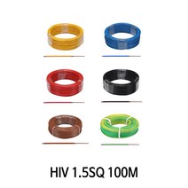 HIV전선 1.5SQ 단선 100M 단위 전기자재 접지선 전기선 회색 갈색 포함 8가지 색상, 검정, 1개