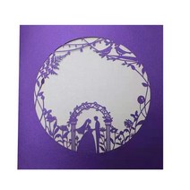 25Pcs Navyblue 신부와 신랑 결혼식 초대장 진주 종이 레이저 컷 인사말 카드 베이비 샤워 파티 공급, [06] 25Pcs Purple