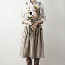 북유럽 무지 린넨 원피스 앞치마, 선택:차콜, 단품