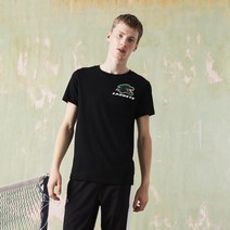 라코스테 스포츠 악어 프린트 블랙 테니스 티셔츠 상의 SPORT Crocodile Print Tennis T-Shirt