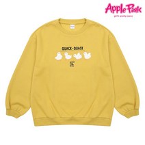 애플핑크 기모 오리 부클 자수 맨투맨 티셔츠