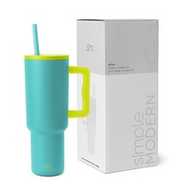 Simple Modern 손잡이와 빨대 뚜껑이 있는 1.2L(40온스) 텀블러 | 단열 컵 재사용 가능한 스테인리스 스틸 물병 여행용 머그 컵홀더 친화적 여성용 선물 트렉 컬렉션, Multi-Color: Seafoam Splash