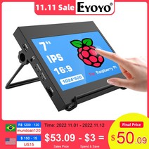 lcd 모니터 라즈베리 파이 4 스크린 7 인치 IPS 케이스 포함 정전식 터치 스크린 1024x600 HDMI 윈도우 노트북용 디스플레이, 01 Monitor With Stand