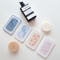 미플래닛 플라워 규조토 비누받침 욕실트레이 [4style], 직사각, 스카이