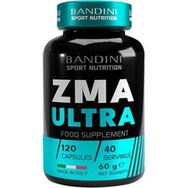 Paragraph Bandini® ZMA Ultra 120 캡슐 - 40 일 동안의 덮개 - 아연 보충제 마그네슘 및 비타민 B6- 에너지 회복 및 근육 질량 - 피로와 피로, 4개