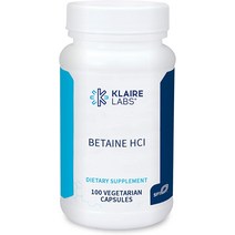 Klaire Labs Betaine HCL 648MG - 소화 영양소 흡수를 지원하기 위해 HypoAllergenic Betaine 보충제 - 글루텐 프리 옥수수가없는 (100 캡슐)