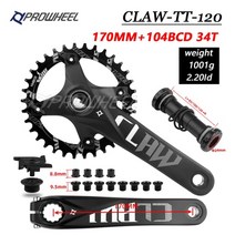 Prowheel 스노우 바이크 크랭크 스프로킷 170mm bb100120mm 팻 자전거 크랭크 셋 32t34t36t38t40t42t 104bcd 좁은 와이드 체인링, claw-tt-120 34t bb