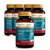 허브스 오브 골드 호주 Herbs of Gold Ginkgo Biloba 징코빌로바 6000 60캡슐, 5팩