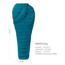초경량 캠핑 침낭 AEGISMAX 미라 95% 화이트 구스다운 자연 하이킹 장비 나노 미, 22 NANO 2 - L