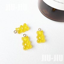 지우지우 하리보 고리 곰돌이 비즈 8개 입 (지우지우 팔찌 마스크스트랩 DIY 참 포인트 목걸이 유리비즈 크리스탈 부자재 집콕놀이 아이랑), 4.노랑 (8개)