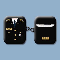 와우박스 주문제작 경찰 정복 공무원 유니폼 이니셜 계급 문구 텍스트 에어팟 버즈 하드 이어폰 케이스, 무광 하드케이스, 버즈(밑판 흰색)