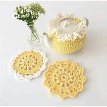 그리다공방 옐로우 티코지 티팟세트 [티주전자 포함 뜨개받침 미포함] 손뜨개 티코지 핸드 메이드