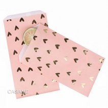 25/50/100pc 생분해 캔디 가방 파티 호의 종이 가방 셰브론 폴카 도트 스트 라이프 인쇄 종이 공예 빵집 가방, gold heart 13x23cm_100pcs | as