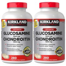 글루코사민 1500mg 콘드로이친 1200mg 관절영양제 220개 2팩 Kirkalnd Signature Extra StrenGTX Glucosamine 1500mg Chondro