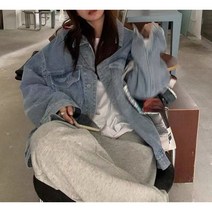 레트로 홍콩 스타일 봄 청자켓 여성봄자켓 코디 점퍼 데님 오버핏 봄잠바