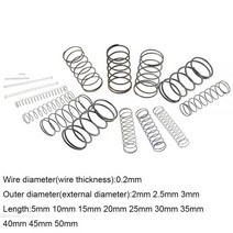 압축스프링 20pcs 0.22 2.5 35-50mm 스틸 소형 해제 기계식 리턴 압력 od 2mm 2.5mm 3mm, 0.2mm, 25mm, 25mm