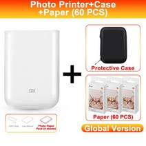 Xiaomi-미지아 신제품 AR 포토 프린터 300dpi 휴대용 사진 미니 포켓 DIY 공유 500mAh 사진 포켓 글로벌 버전, [07] GB N Case 60 Paper