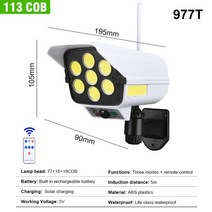태양광CCTV 무선태양광cctv 무선cctv Wifi태양광 배터리cctv 태양광무선카메라 77led 태양 빛 모션 센서 보안 더미 카메라 3modes 원격 무선 야외 홍수 빛, 977t