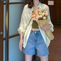 하늘색셔츠 진주 랜턴 슬리브 선 스크린 셔츠 자켓 여성 봄 여름 긴팔 얇은 작업복 선 스크린 의류 겉옷 느슨한 2023