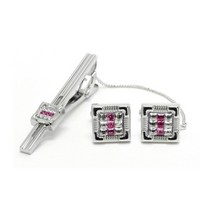 핑크 넥타이핀 커프스 버튼 813 와이셔츠 타이바 링크