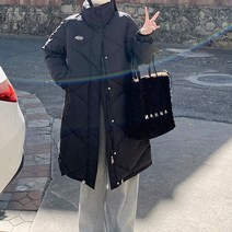 여성용 플레그 퀄팅 롱 패딩