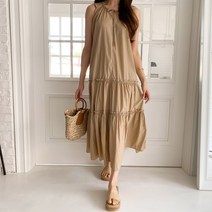 바스락원피스 맥시롱 셔링 프릴 40대여름 냉장고 77사이즈 원피스