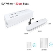 식품 진공 포장기 봉인기 220V 전자동 가정용 봉인 포함 50개 봉지 Z-21, [04] White 50pcs Bags, [01] EU 플매트 카펫 러그, [01] 220V, 4.White 50pcs Bags - EU 플러그 -