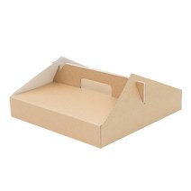 크라운포장 손잡이형 크라프트(KP) 사각 피자박스 12인치(305 X 305 X 45mm) 40개입 일회용 배달 통 고급 포장 용기