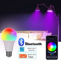 저무리 led전구 e27 스마트 rgb tuya 램프 블루투스 앱 제어 dimmable ampoule 15w 홈 침실 크리스마스 파티 장식, e27 블루투스 블럽