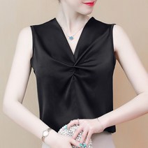 토파즈 TT0710 여자 여름 고퀄 민소매 브이넥 쉬폰 실크 나시 셔츠 블라우스 남방 이너 코디 데일리룩